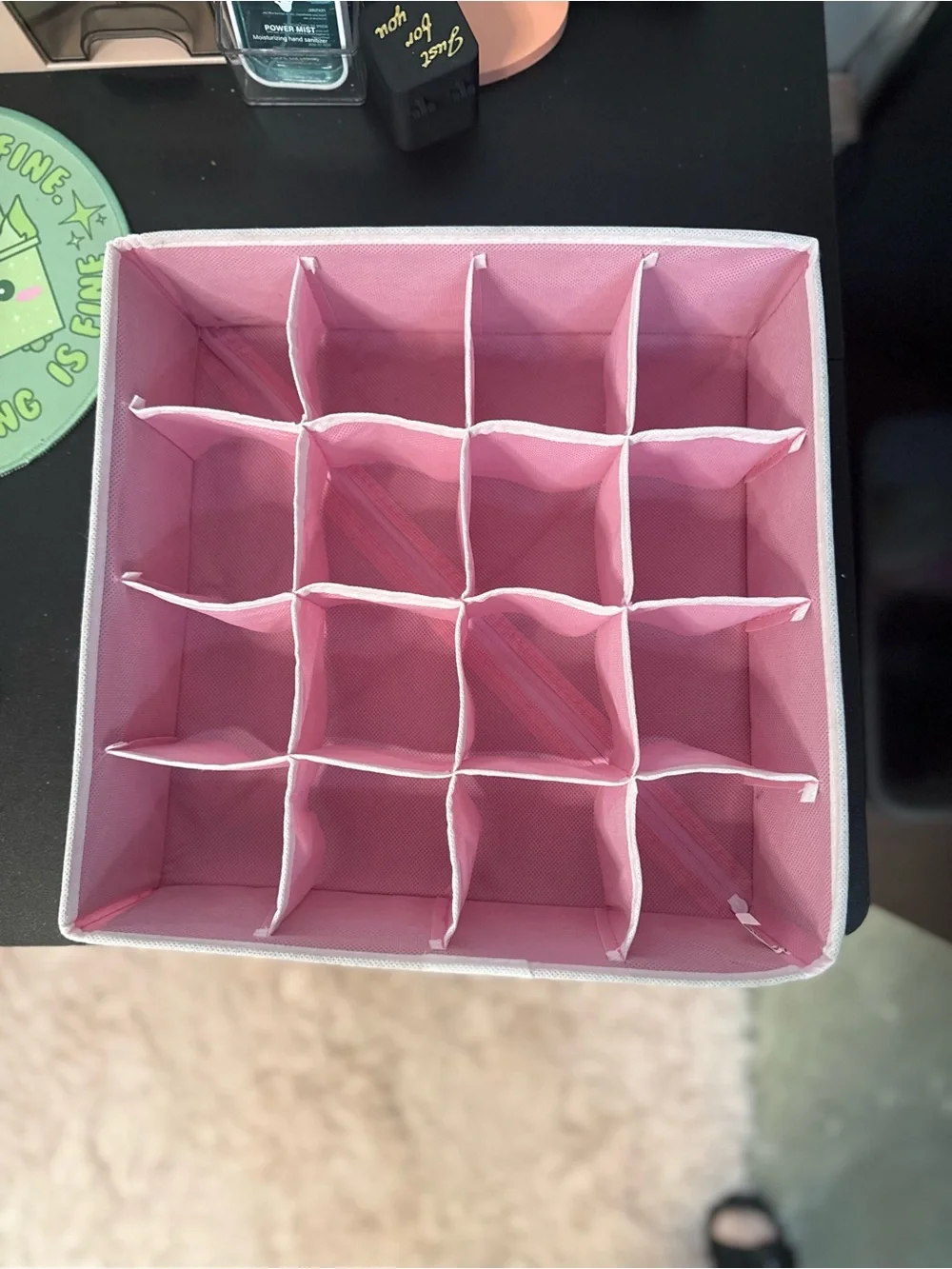 Pink Fabric 16-Compartment Storage Organizer